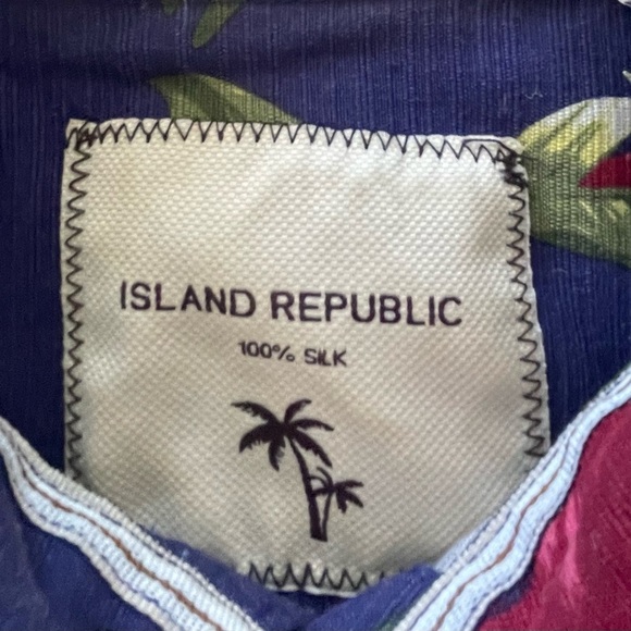 Island Republic Shirt Size Large Multicolor Floral Short Sleeve Men Silk Shirt - Picture 3 of 6